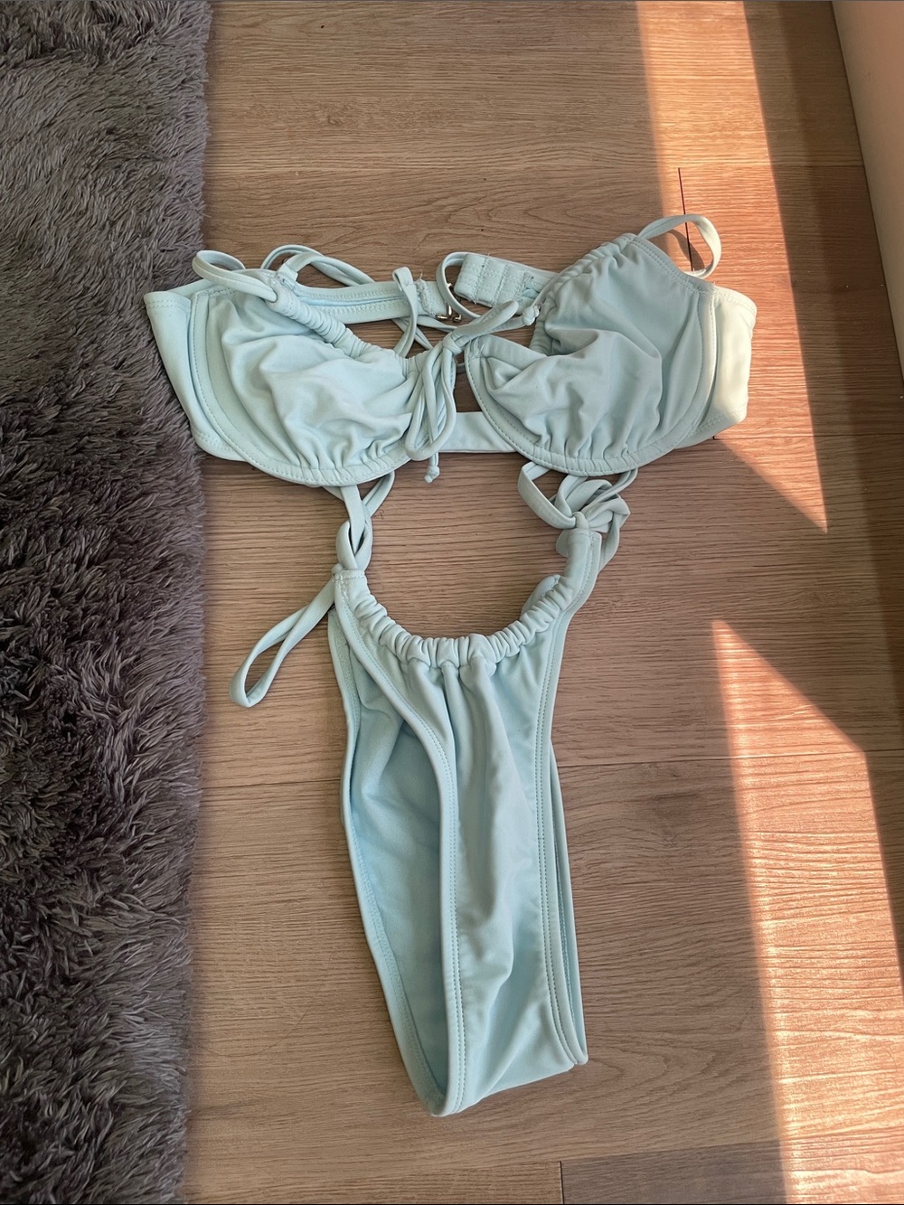 Light Blue Strappy Bikini Set